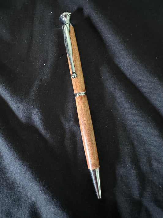 Silver Diamond Back Hand Lathed Wood Pen