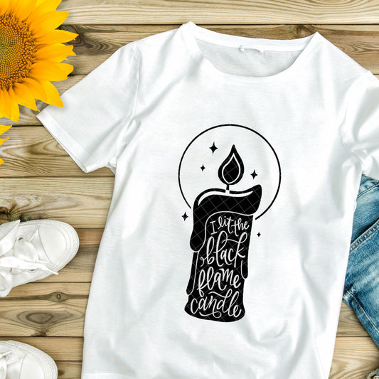 I Lit The Black Flame Candle Print For Apparel