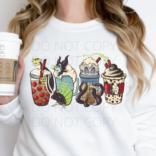 Villains Girls Coffee Cups Print For Apparel