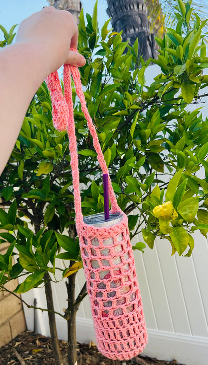 Rose Pink Crochet Tumbler sling Bag