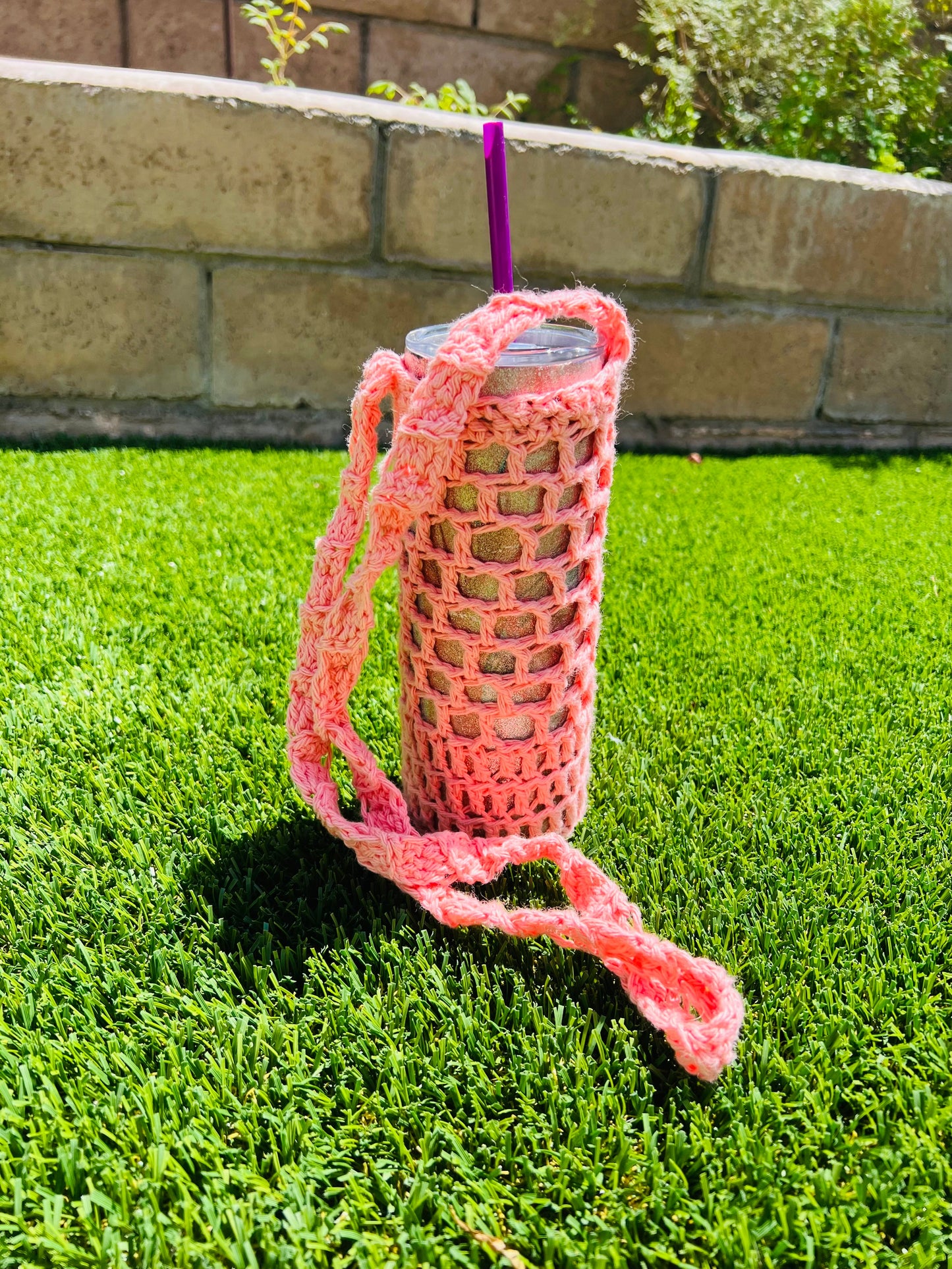 Rose Pink Crochet Tumbler sling Bag